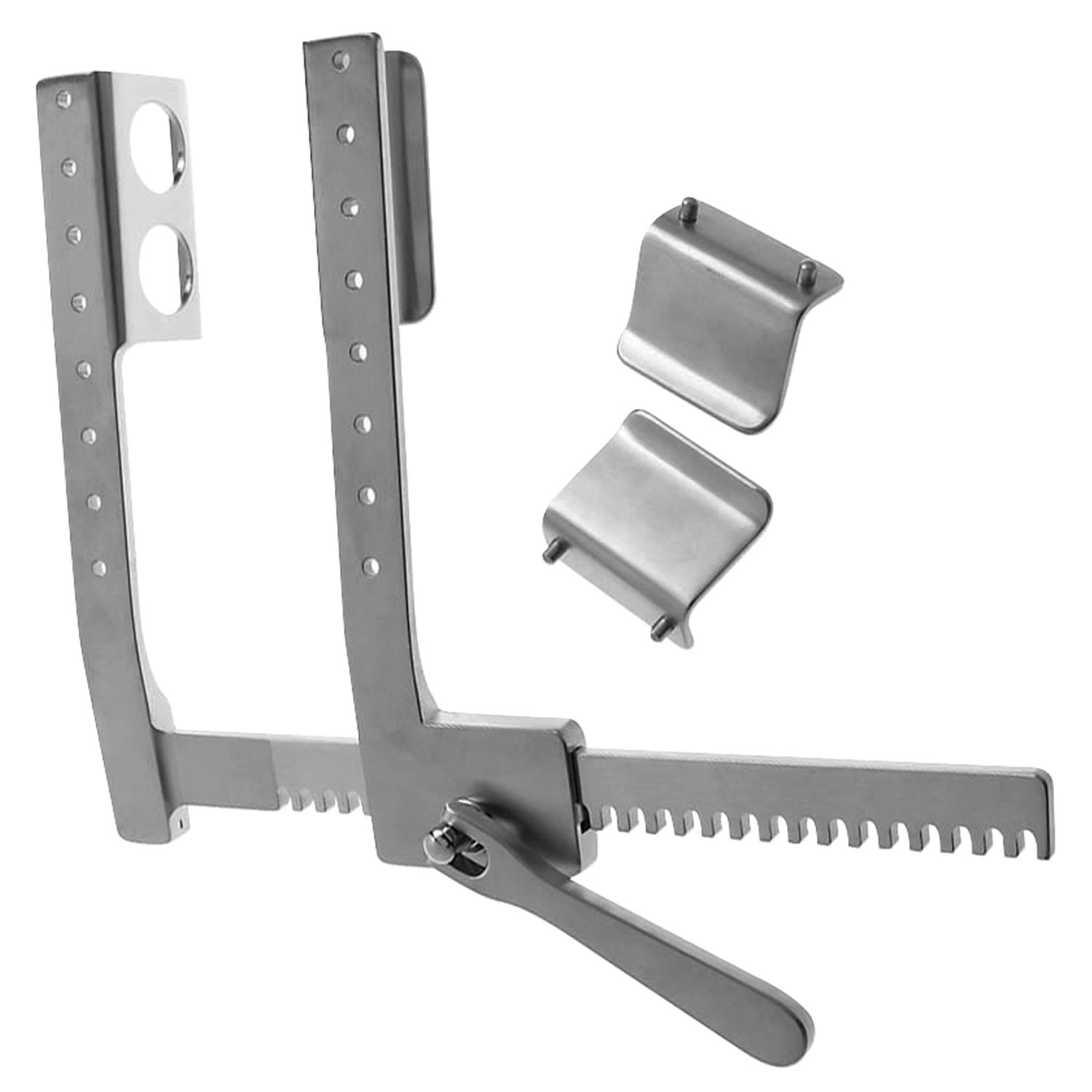 Harken Rib Spreader & Scapula Retractor, 2 Pairs Of Blades, Stainless Steel, Spread: 8 1/4" (21.0 Cm), Arm Length: 8 1/4" (21.0 Cm), Fixed Blades: 2 1/2" X 1 3/4" Deep (6.4 X 4.4 Cm), Scapula Blades: 2" X 2" Deep (5.1 X 5.1 Cm)